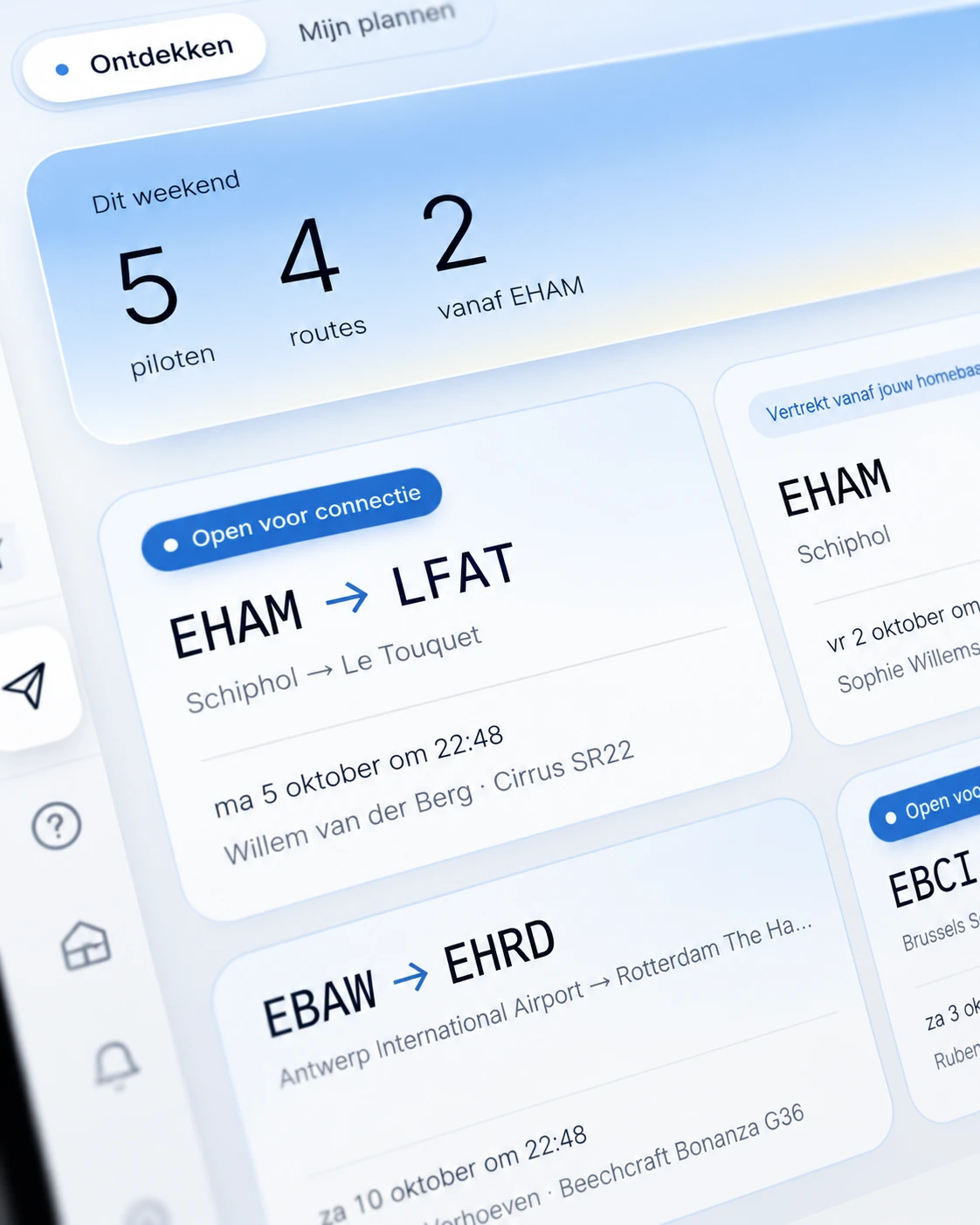 Flying Plans tussen homebases