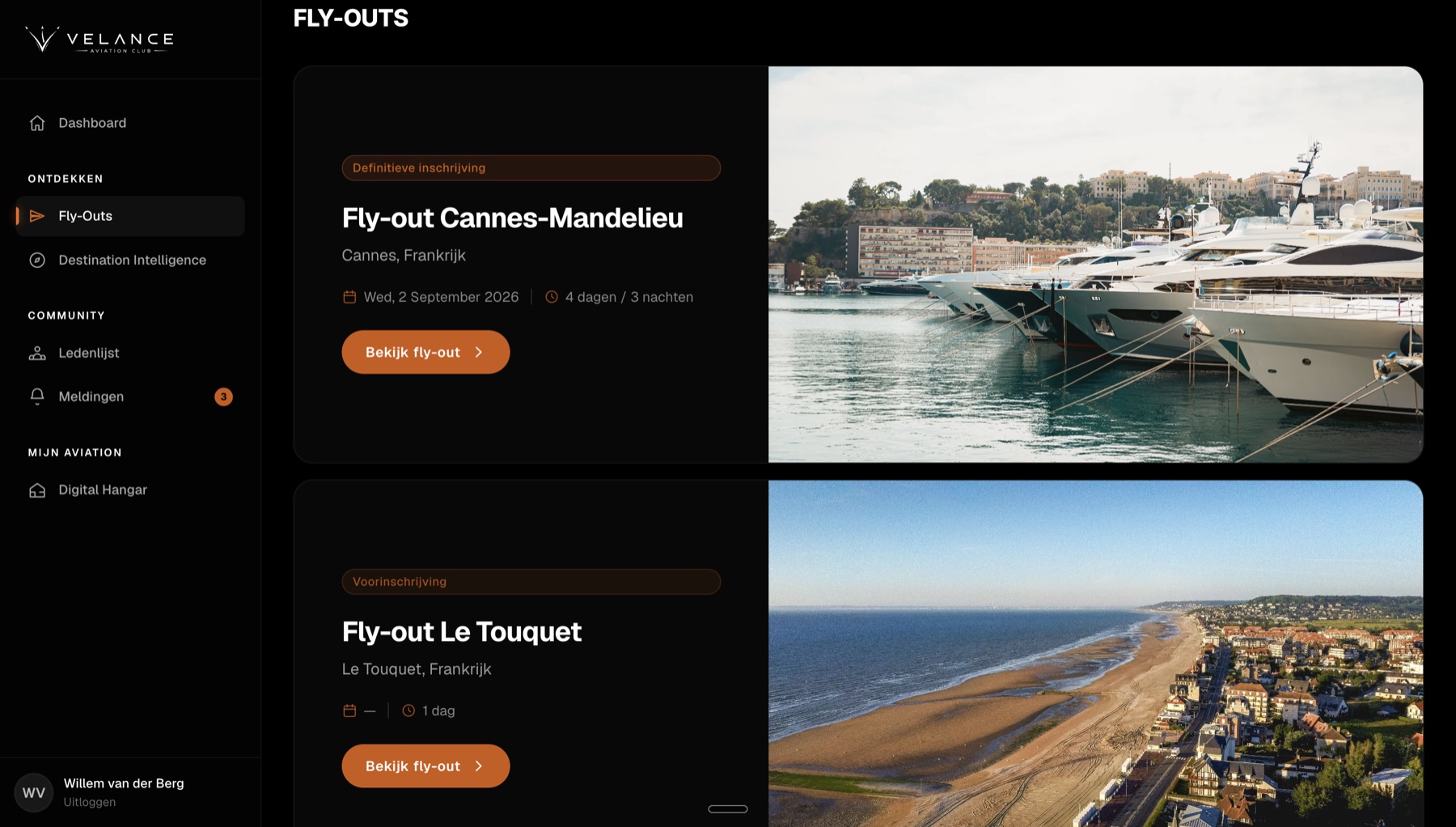 Overzicht van fly-outs in Digital Squadron