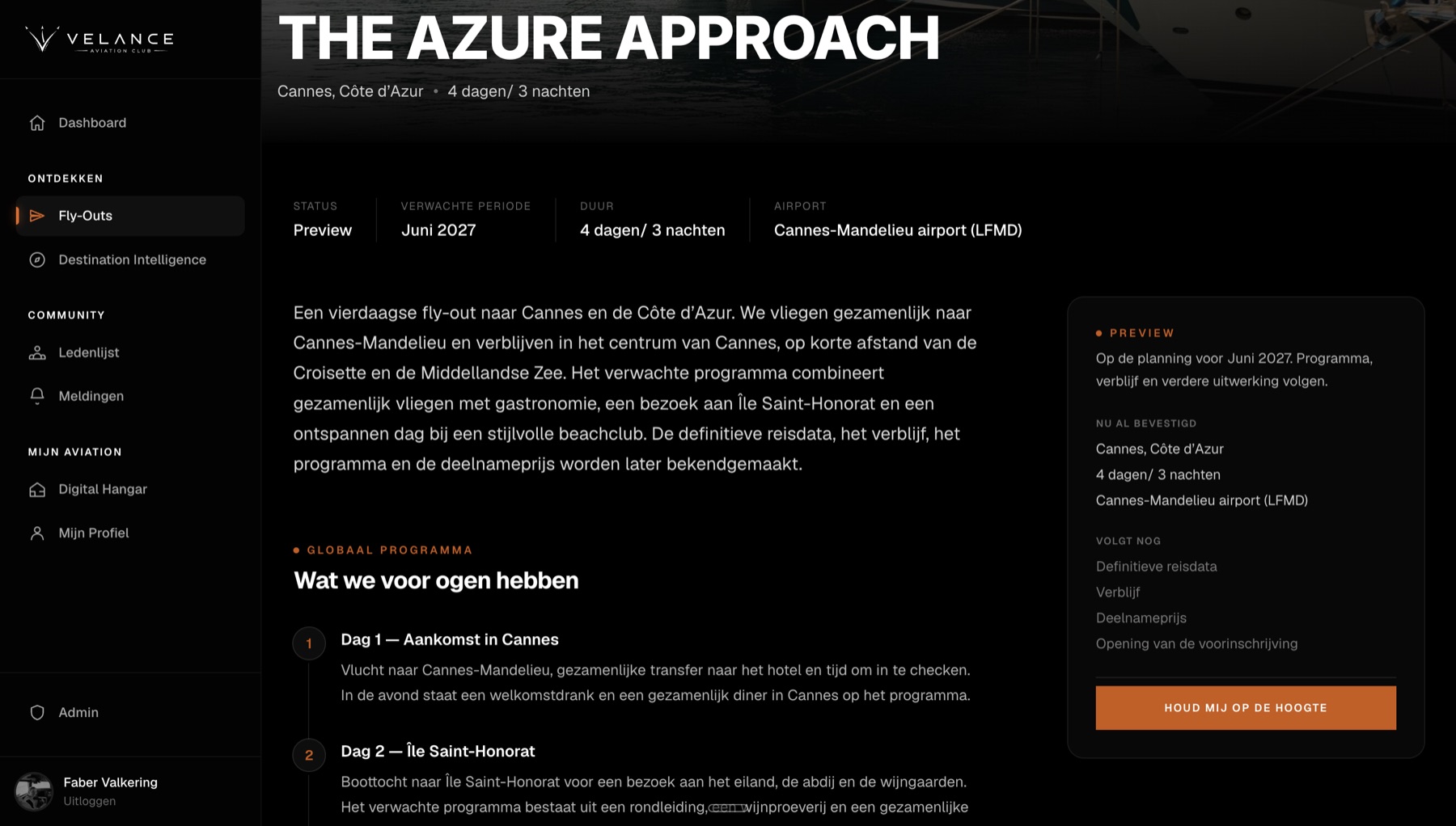 Detailpagina van een fly-out in Digital Squadron